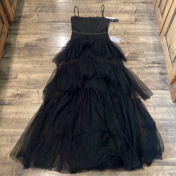 Betsy Adam Black Corsette Tiered Tulle Evening Gown NWT - Picture 6 of 9